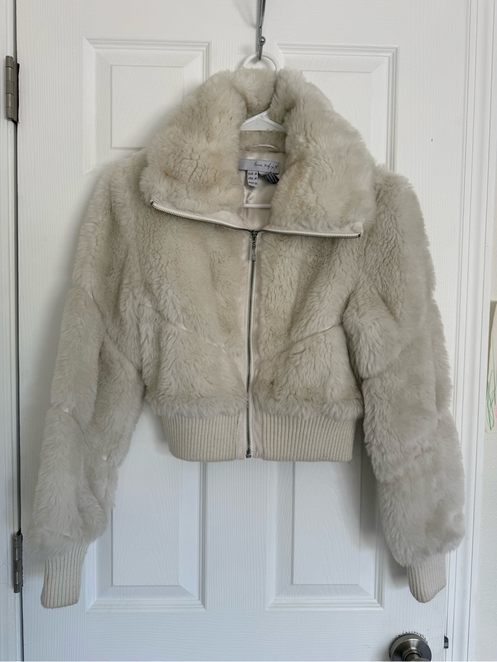 stradivarius off white Faux Fur Jacket